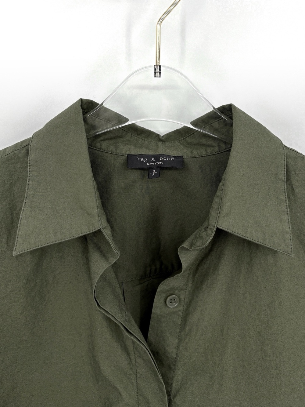 RAG & BONE Marin Embroidered Eyelet Crop Blouse Olive Green S - Picture 3 of 9